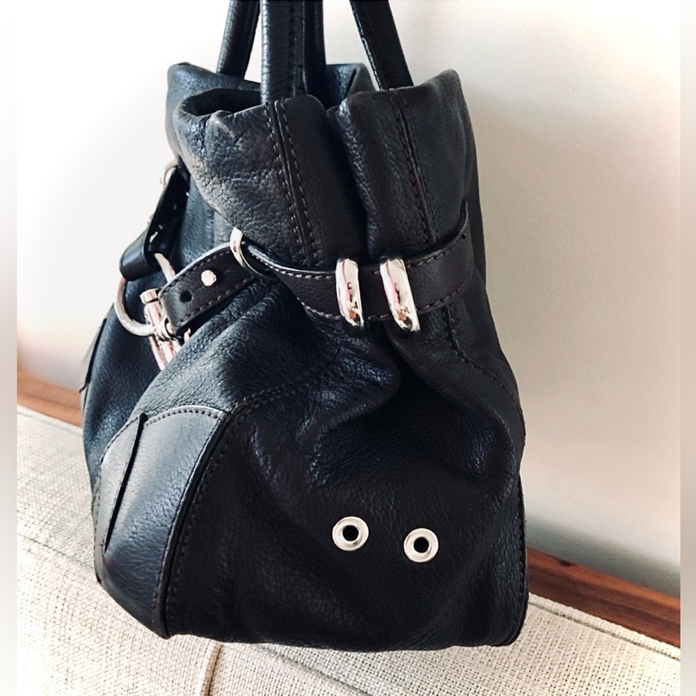 Sonia Rykiel Black Leather Top-Handle Satchel with Silver Hardware - Picture 8 of 12